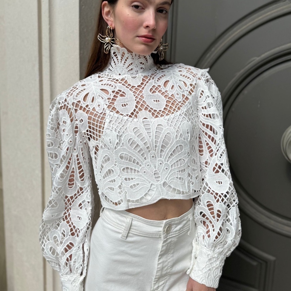 Sheer Lace High Neck Top
